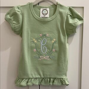 Blanke Boutique ‘C’ Monogrammed Ruffle Shirt 18M NWOT